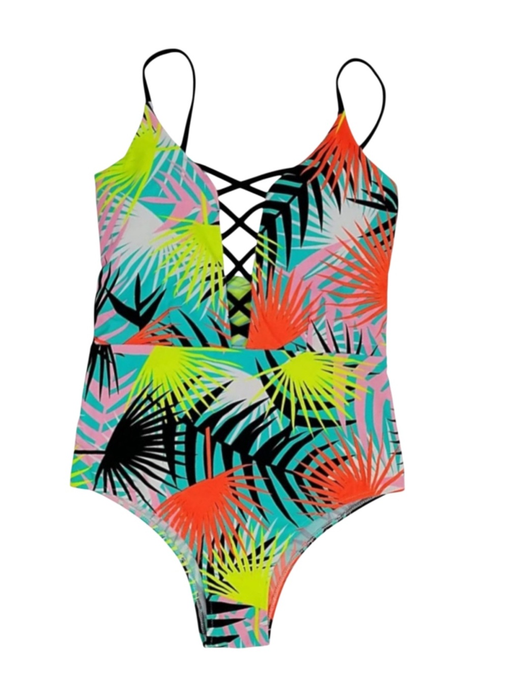 Sondiborn Neon Tropical Palm One Piece Swimsuit